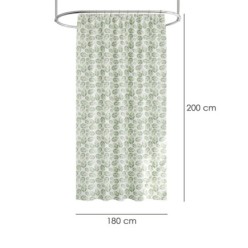 Cortina Ducha Hojas Verdes 180x200 cm, Impermeable
