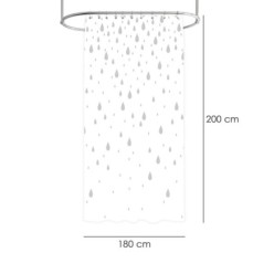 Cortina Ducha Gotas Gris 180x200 cm, Impermeable