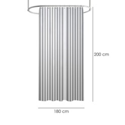Cortina Ducha Rayas Blancas 180x200 cm, Impermeable