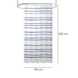 Cortina Ducha Rayas Azules 180x200 cm, Impermeable