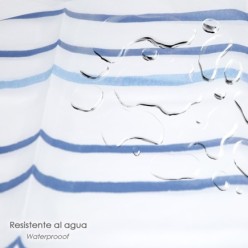 Cortina Ducha Rayas Azules 180x200 cm, Impermeable