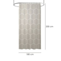 Cortina Ducha Formas Geometricas Beige 180x200 cm, Impermeable
