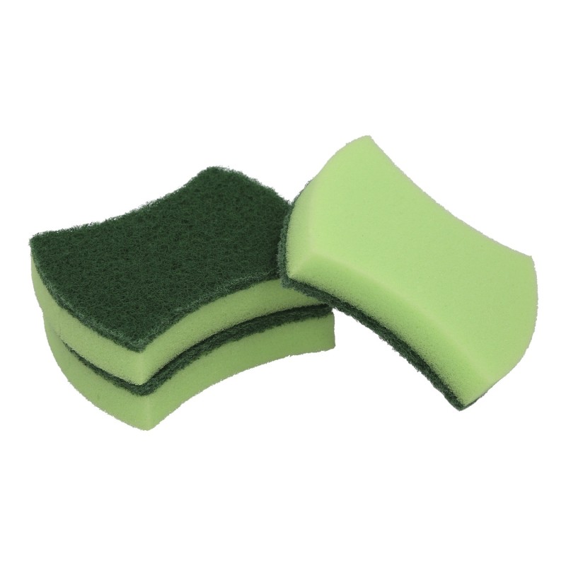 Estropajo Verde Con Esponja, Pack 3 Unidades,