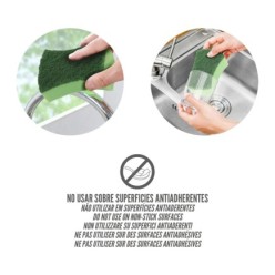 Estropajo Verde Con Esponja, Pack 3 Unidades,