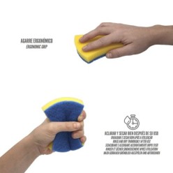 Estropajo Azul No Raya Con Esponja, Pack 3 Unidades,