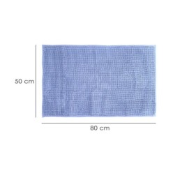 Alfombra Baño Poliéster Chenilla 50x80 cm, Azul,