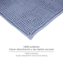 Alfombra Baño Poliéster Chenilla 50x80 cm, Azul,
