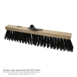 Cepillo Barrendero Industrial Fibra Gruesa Polipropileno, Soporte Madera 50 cm, Garra Aluminio, (Sin Mango)