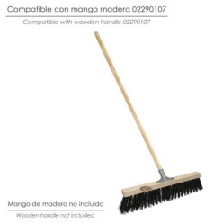 Cepillo Barrendero Industrial Fibra Gruesa Polipropileno, Soporte Madera 50 cm, Garra Aluminio, (Sin Mango)