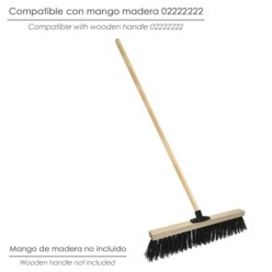 Cepillo Barrendero Industrial Fibra Gruesa Polipropileno, Soporte Madera 50 cm, Garra Plástico, (Sin Mango)