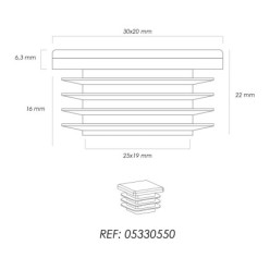 Contera Plástico Rectangular Interior, Color Negro 30x20 mm Bolsa 200 Unidades,