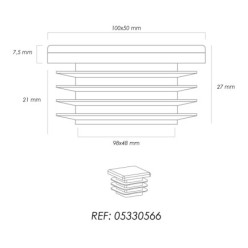 Contera Plástico Rectangular Interior, Color Negro 100x50 mm Bolsa 25 Unidades,