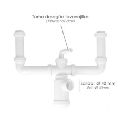 Sifon Doble Extensible Con Botella Salida 1 1/2" Salida Ø 40 mm,