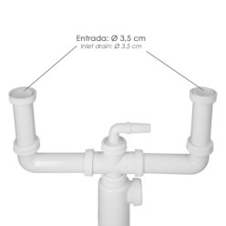 Sifon Doble Extensible Con Botella Salida 1 1/2" Salida Ø 40 mm,