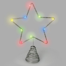 Guirnalda Adorno Luces Navidad Estrella Arbol Navidad Luz Multicolor, 10 Leds, Uso Interno Protección IP20, 2 Baterias AA