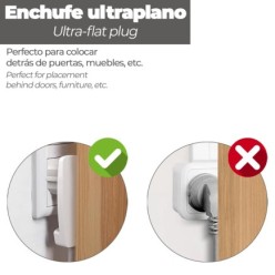 Clavija Enchufe Ultraplano 7 mm, con Asas De Extraccion 16 A - 250 V, Tras Muebles, 3 Cables, Toma Schuko