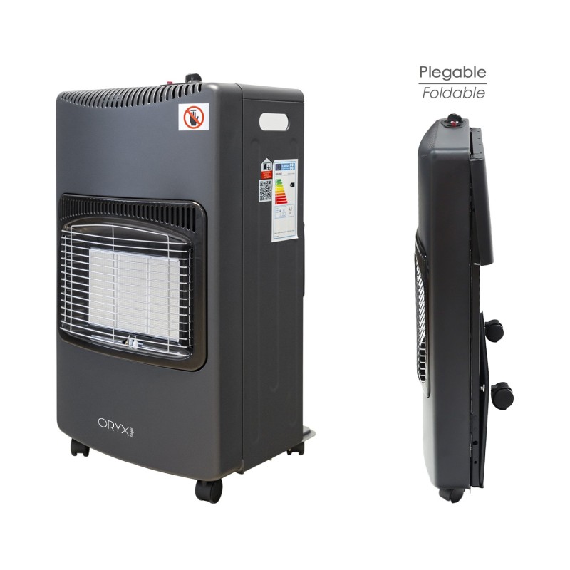 Estufa Gas Infrarroja Ceramica 4,5 Kw, Plegable 3 Potencias, Triple Sistema de Seguridad, Con Ruedas, Encendido Piezo-Electrico