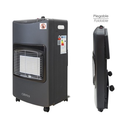 Estufa Gas Infrarroja Ceramica 4,5 Kw, Plegable 3 Potencias, Triple Sistema de Seguridad, Con Ruedas, Encendido Piezo-Electrico