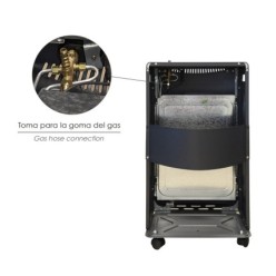 Estufa Gas Infrarroja Ceramica 4,5 Kw, Plegable 3 Potencias, Triple Sistema de Seguridad, Con Ruedas, Encendido Piezo-Electrico