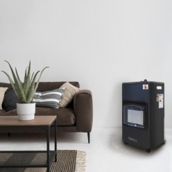 Estufa Gas Infrarroja Ceramica 4,5 Kw, Plegable 3 Potencias, Triple Sistema de Seguridad, Con Ruedas, Encendido Piezo-Electrico