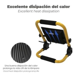 Foco Led Plano 50 Watt, Luz Blanca 4000º K IP 65 4000 Lumenes Con Asa de Transporte, Proyector Led Con Asa, Foco Led Trabajo