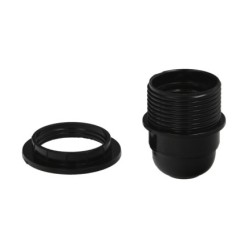 Portalamparas 4 A, E-27 Con Rosca + Arandela Negro