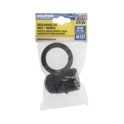 Portalamparas 4 A, E-27 Con Rosca + Arandela Negro