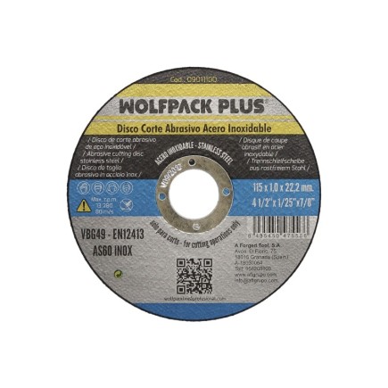 Disco Corte Abrasivo Acero Inoxidable Ø 115 x 22,2 Mm, Espesor 1,0 Mm,