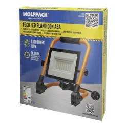 Foco Led Plano 100 Watt / 4000 K / IP 65 / 8000 lúmenes, Con Asa De Transporte,