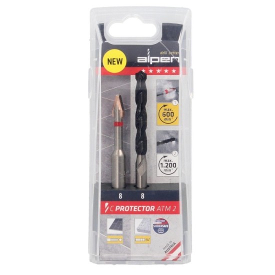 Broca Alpen Materiales Porcelanicos Muy Duros Ø 8 mm, Kit 2 brocas, Sin Refrigeración, al por Mayor | Almacén de Ferretería