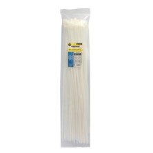 Brida Nylon 100%, Color Blanco / Natural 9,0 x 780 mm, 100 Piezas, Abrazadera Plastico, Organizador Cables, Alta Resistencia