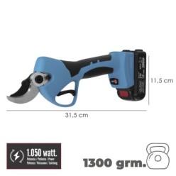Tijeras Podar A Bateria 21 Volt, Con 2 Baterias 2 A/h Mango Engomado, Ø Corte 40 mm,Con Maletín