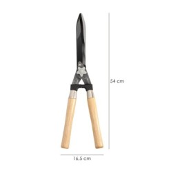 Tijeras Podar Setos 2 Manos Mangos Madera 54 cm, Hojas Acero Antiadherente, Ajuste Corte