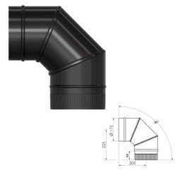 Codo Estufa Liso Vitrificado Negro Ø 175 mm, 90°