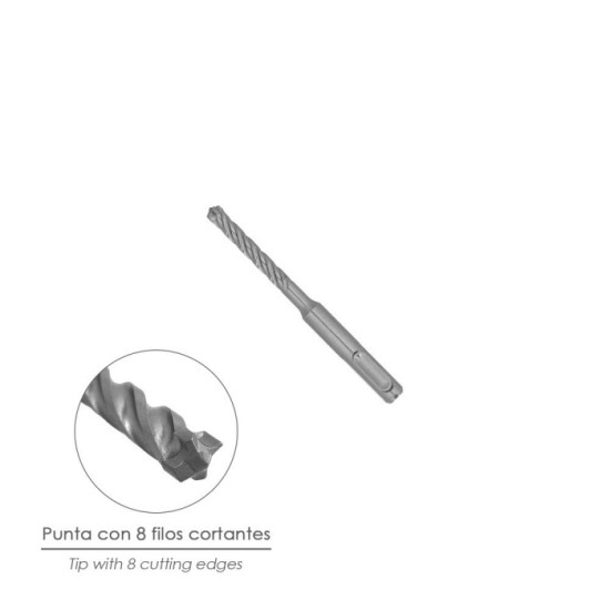 Broca Sds Plus 8 Filos Cortantes Especial Para Hormigon Armado Ø 5 x 110 mm, Broca Paredes, Broca Cimientos, Broca Muros al por 