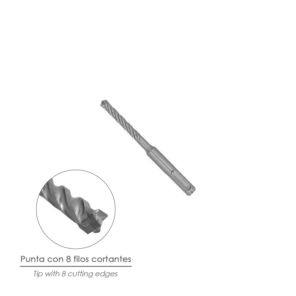 Broca Sds Plus 8 Filos Cortantes Especial Para Hormigon Armado Ø 6 x 110 mm, Broca Paredes, Broca Cimientos, Broca Muros al por 