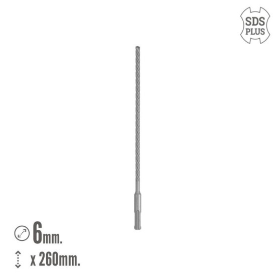 Broca Sds Plus 8 Filos Cortantes Especial Para Hormigon Armado Ø 6 x 260 mm, Broca Paredes, Broca Cimientos, Broca Muros al por 