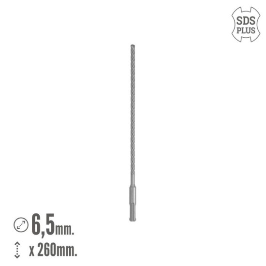 Broca Sds Plus 8 Filos Cortantes Especial Para Hormigon Armado Ø 6,5 x 260 mm, Broca Paredes, Broca Cimientos, Broca Muros al po