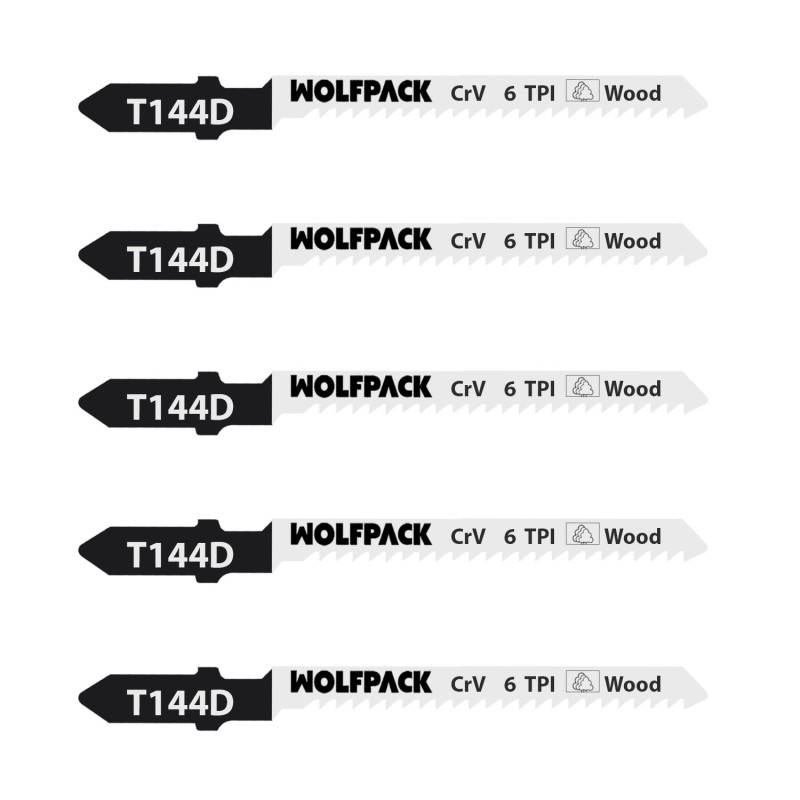 Hoja Sierra Calar Para Madera Corte Grueso 5 Piezas, Hoja Cromo Vanadio 58, Vastago T Universal,