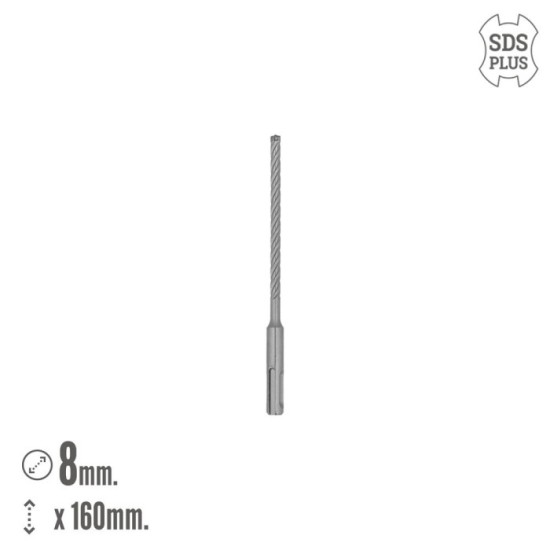 Broca Sds Plus 8 Filos Cortantes Especial Para Hormigon Armado Ø 8 x 160 mm, Broca Paredes, Broca Cimientos, Broca Muros al por 