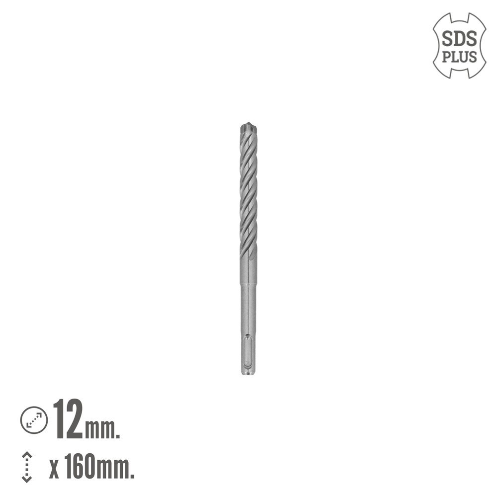 Broca Sds Plus 8 Filos Cortantes Especial Para Hormigon Armado Ø 12 x 160 mm, Broca Paredes, Broca Cimientos, Broca Muros al por
