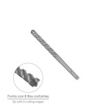 Broca Sds Plus 8 Filos Cortantes Especial Para Hormigon Armado Ø 12 x 160 mm, Broca Paredes, Broca Cimientos, Broca Muros al por