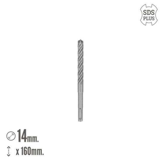 Broca Sds Plus 8 Filos Cortantes Especial Para Hormigon Armado Ø 14 x 160 mm, Broca Paredes, Broca Cimientos, Broca Muros al por