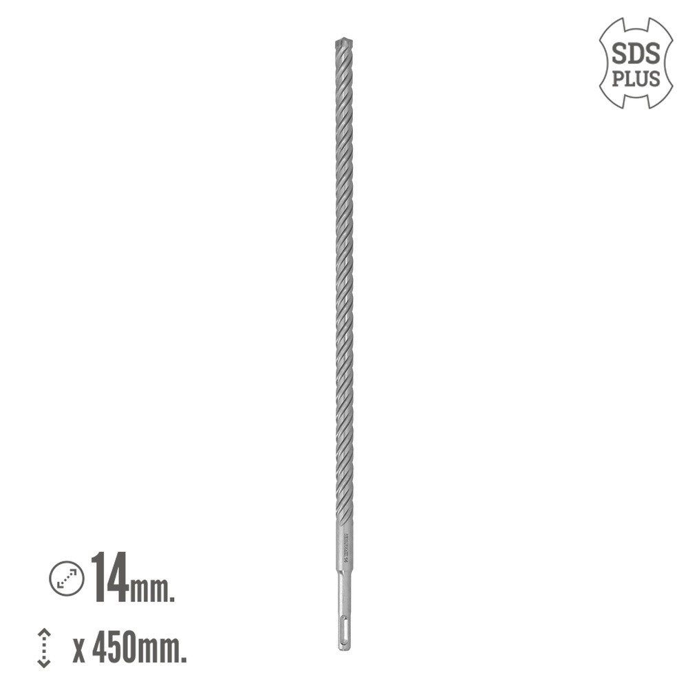 Broca Sds Plus 8 Filos Cortantes Especial Para Hormigon Armado Ø 14 x 450 mm, Broca Paredes, Broca Cimientos, Broca Muros al por