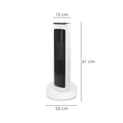 Calefactor Ceramico PTC Torre Efecto Llama 2000 Watt, Oscilante, Termoventilador Electrico