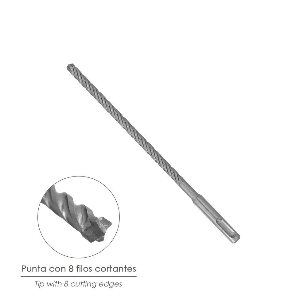 Broca Sds Plus 8 Filos Cortantes Especial Para Hormigon Armado Ø 8 x 210 mm, Broca Paredes, Broca Cimientos, Broca Muros al por 