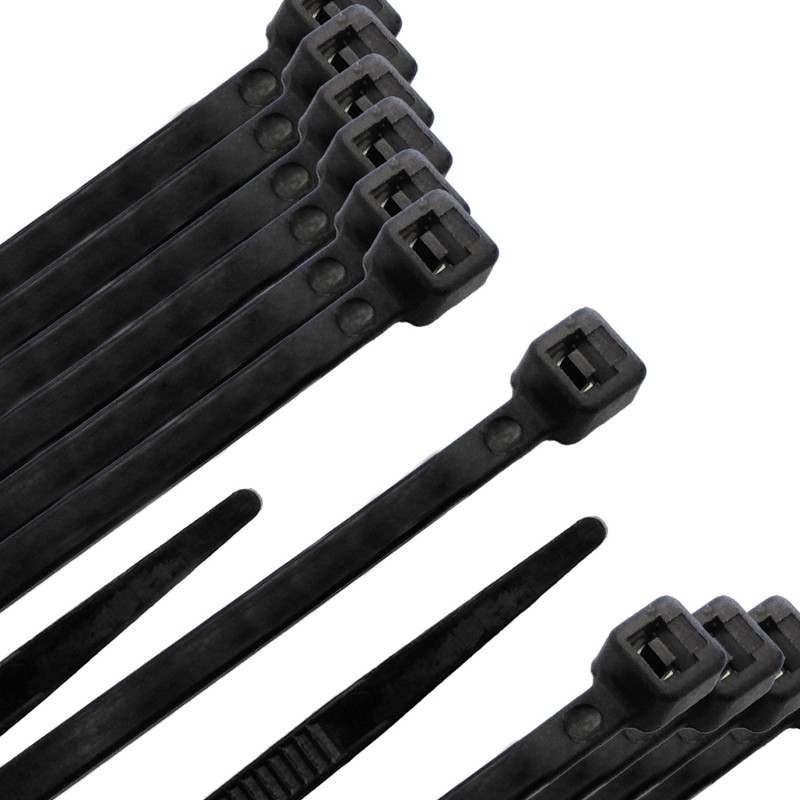 Brida Nylon 100%, Color Negro 9,0 x 780 mm, Bolsa 100 unidades, Abrazadera Plastico, Organizador Cables, Alta Resistencia