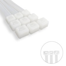 Brida Nylon 100%, Color Blanco / Natural 2,5 x 200 mm, 100 Piezas, Abrazadera Plastico, Organizador Cables, Alta Resistencia