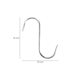 Gancho Carnicero Inoxidable Nº 4 de 160 x 5 mm, gancho para productos carnicos,