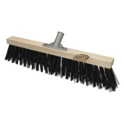 Cepillo Barrendero Industrial Fibra Gruesa Polipropileno, Soporte Madera 50 cm, Garra Aluminio, (Sin Mango)